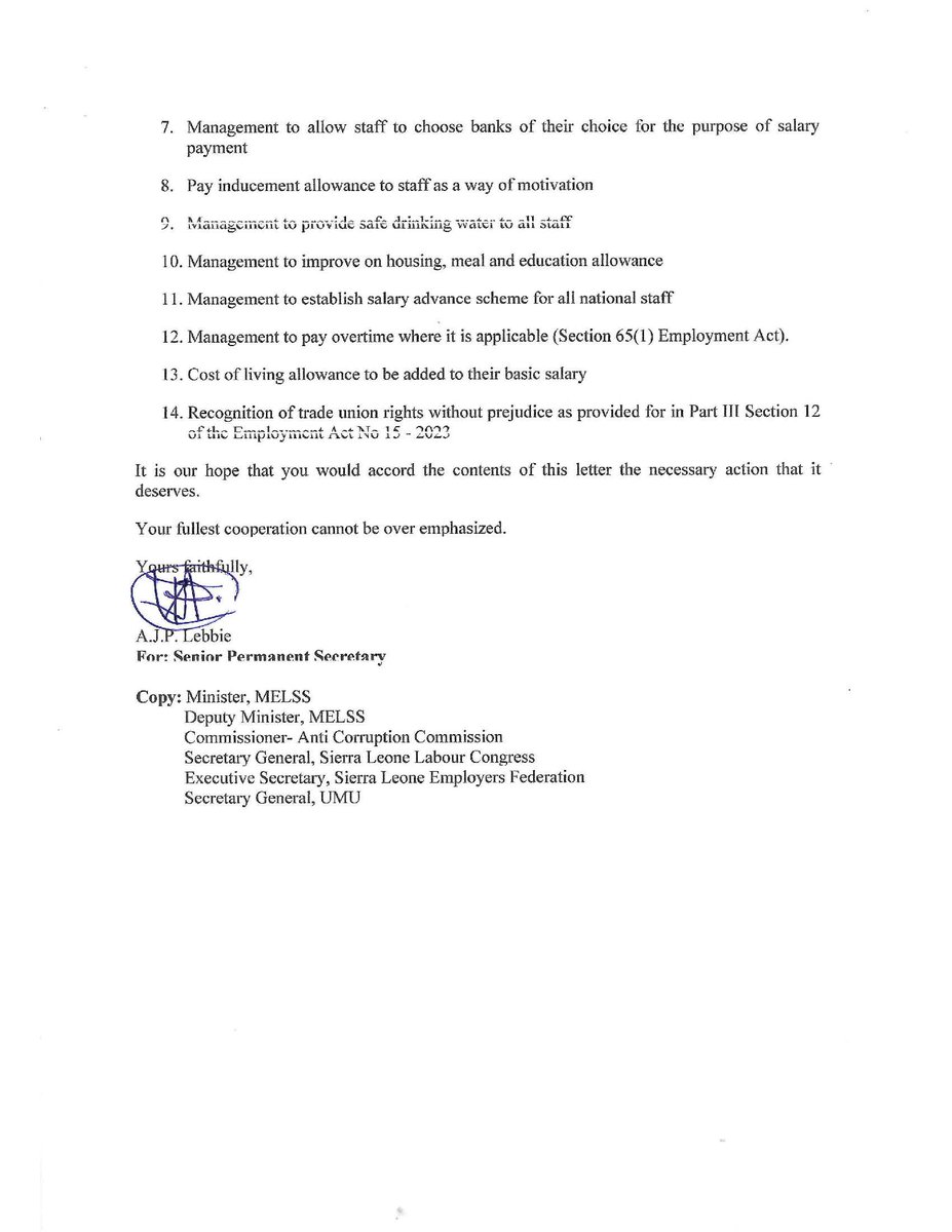 KoiduLimitedSL's tweet photo. Update:  The Ministry of Employment, Labour, and Social Services And Koidu Limited Joint Statement with Ministry's Postion in Respect of the Impasse between Management and Staff of Koidu Ltd (received 3 March 2025) https://t.co/HZXGBoj74U