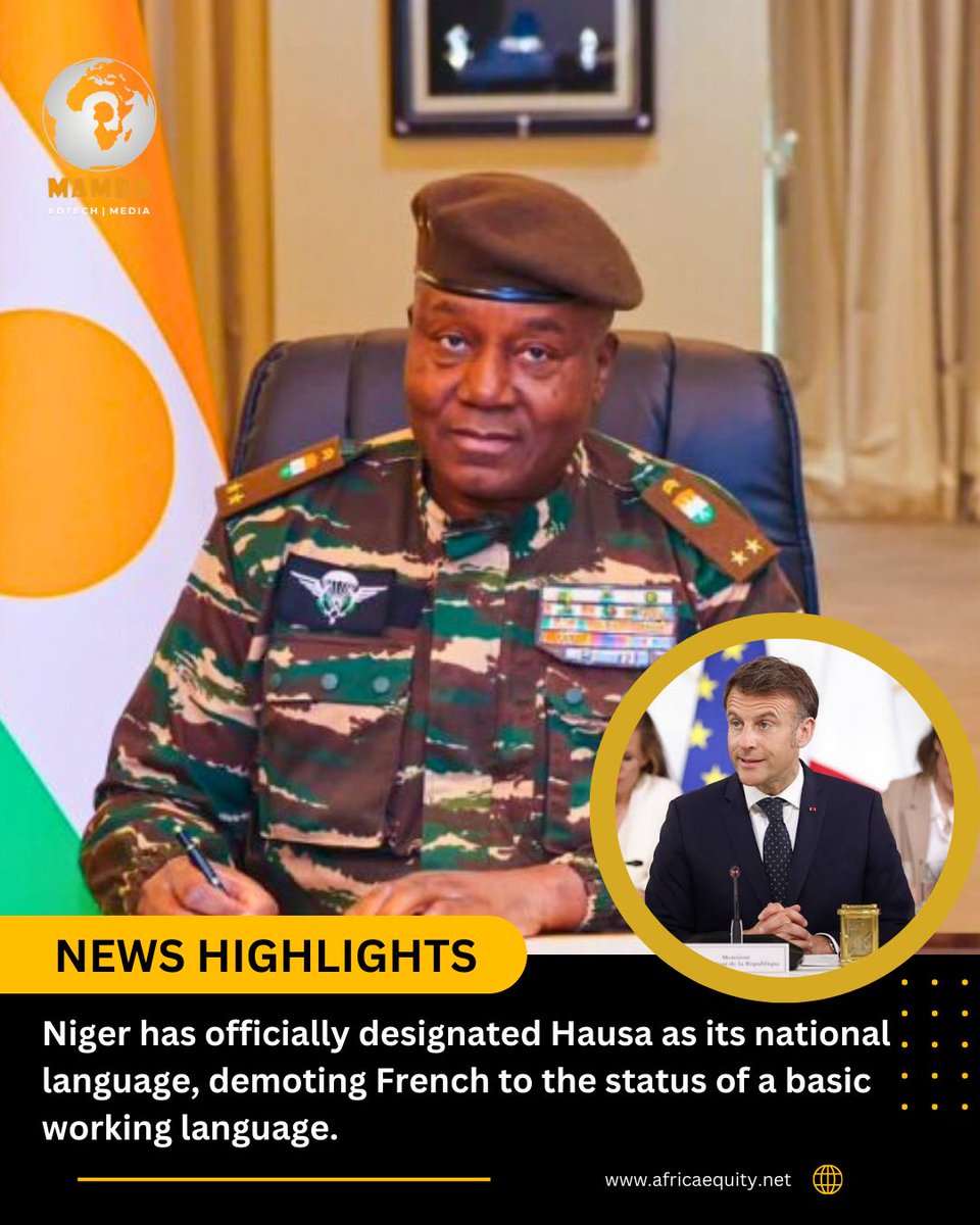 MamboJournal's tweet photo. NIGER ELEVATES HAUSA AS NATIONAL LANGUAGE, DEMOTES FRENCH 🇳🇪 https://t.co/RXpmWyBQ0f
#AES #decolonization #ECOWAS #french #hausa #indigeneity #language #niger #reorientation #sovereignty https://t.co/4CQsRAeaO0