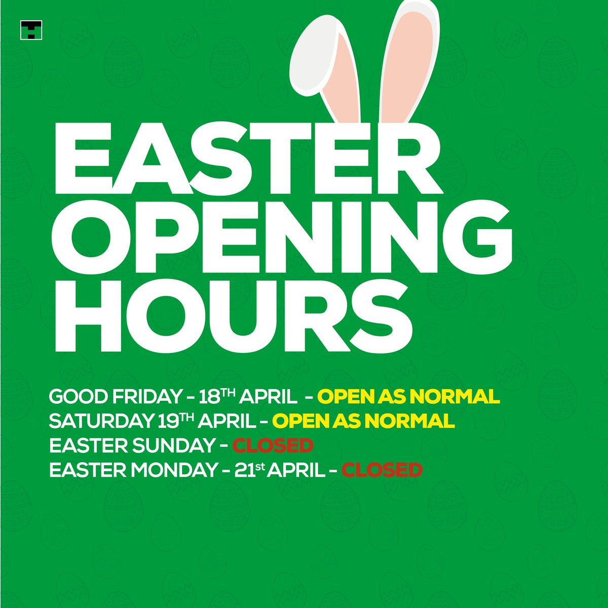 Howarth Timber (@howarthtimber) on Twitter photo Our Easter Bank Holiday Hours 🐰
We are open at usual across the Easter weekend until Monday 21st April, when we are closed the for day. Let's hope this afternoon sunshine sticks around 😎 Our Easter Bank Holiday Hours 🐰
We are open at usual across the Easter weekend until Monday 21st April, when we are closed the for day. Let's hope this afternoon sunshine sticks around 😎