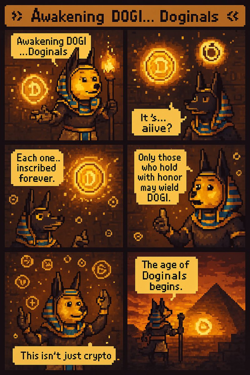 From the depths of ancient code, something eternal awakens...
Not just tokens - inscriptions of honor, etched like hieroglyphs in sacred stone.

The age of #Doginals begins.  

#Dogecoin #Dogi