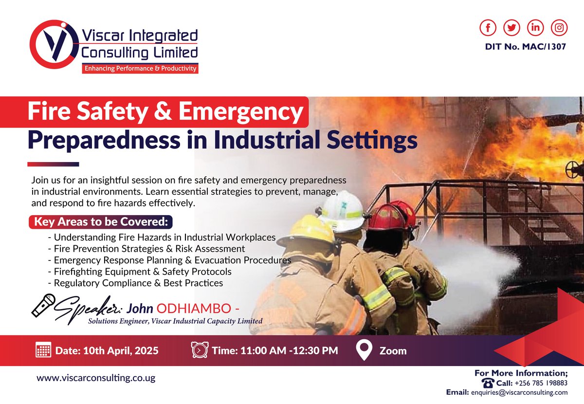 ViscarUg's tweet photo. Are you a #SafetyOfficer, #FacilityManager, #Engineer, #Supervisor, or an #Employee seeking to enhance your understanding of Fire Safety &amp; Emergency response?  

This webinar is exclusively for you!  
Click https://t.co/gRO65uX7Fr to register. https://t.co/r23USu9BPR