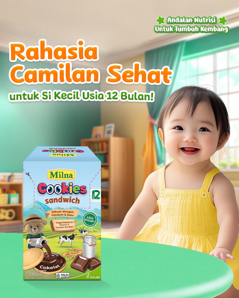 BundaMilna's tweet photo. Milna Cookies Sandwich, camilan pas untuk Si Kecil 12+ bulan! 🍪✨ Penuh nutrisi, dengan rasa cokelat & keju yang pasti disukai Si Kecil. Ngemil makin seru & bernutrisi! 💪
Si Kecil sudah coba belum, Bun? Share yuk! 🤗💛
#Milna #MilnaCookiesSandwich https://t.co/rMXXGoDqFH