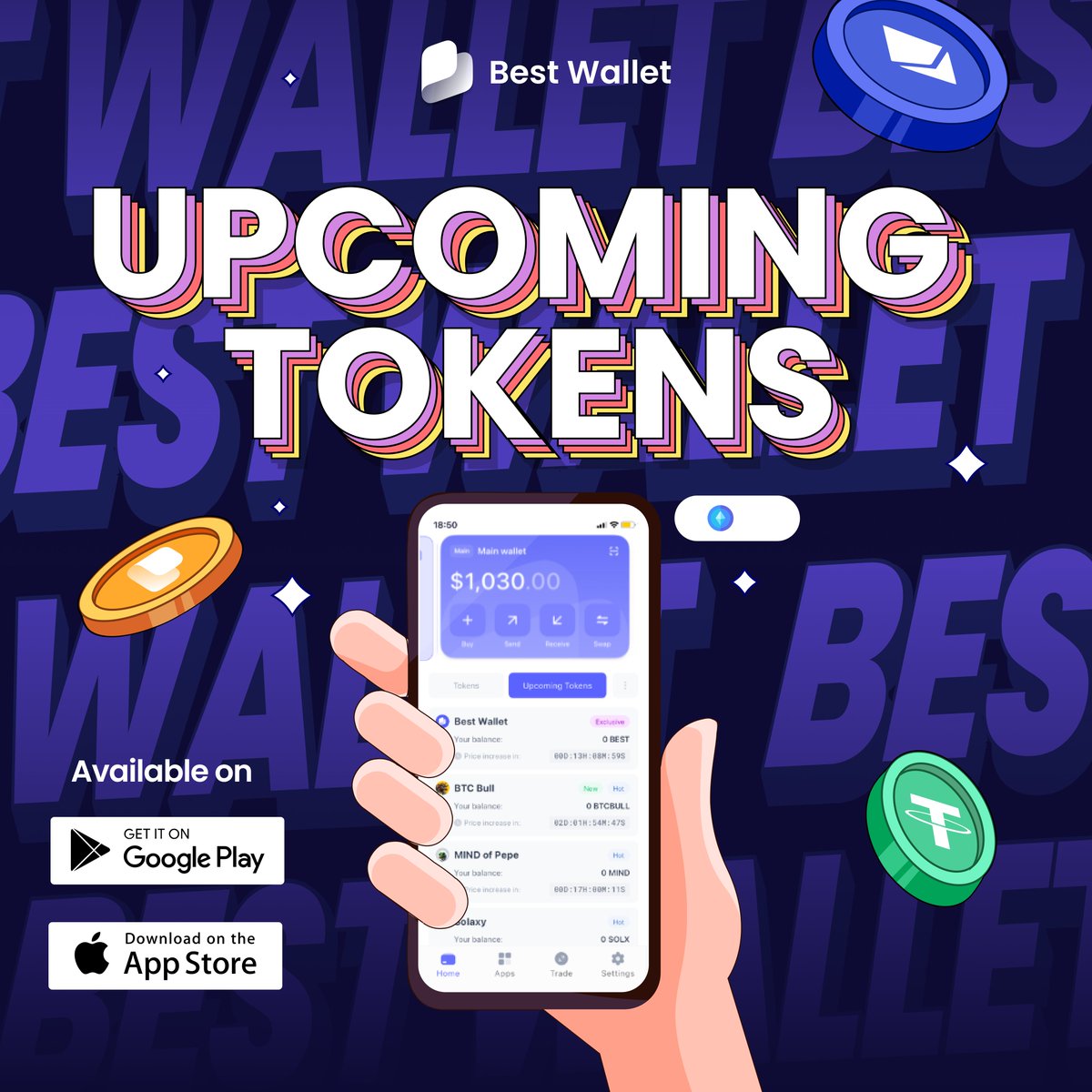 Discover new crypto projects before the hype hits! 🔥

Upcoming Tokens in Best Wallet lets you:

🔹 Find early-stage crypto projects
🔹 Learn key info before buying
🔹 Buy directly in-app, no third-party wallet connections needed

It’s the easiest way to explore and access new