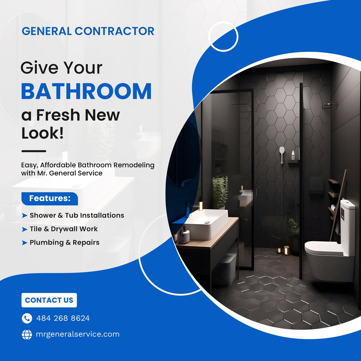 Mrgeneralservi's tweet photo. Refresh your bathroom with Mr. General Service! From shower and tub installations to tile work, drywall repairs, and plumbing solutions — we make remodeling easy and affordable.

https://t.co/ir6REbqVqG

#bathroomremodeling #plumbingservices #showerinstallation #tubinstallation https://t.co/m7vAHm9rsN