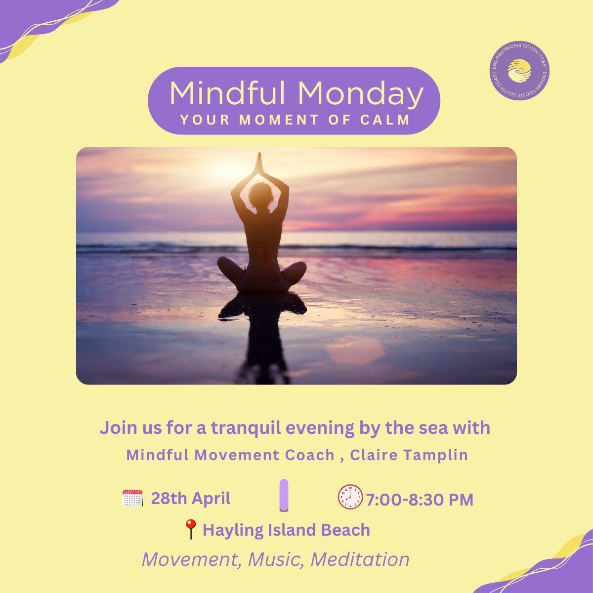 🌊✨ Exciting Announcement! Join us for Mindful Monday - Soulful Sessions on April 28th, 7-8:30pm, at Hayling Island beach.

Secure your spot and learn more: 👉 eventbrite.co.uk/e/mindful-mond…

#CommunityConnection #SelfCare #MindfulnessMatters #EveningWellness
