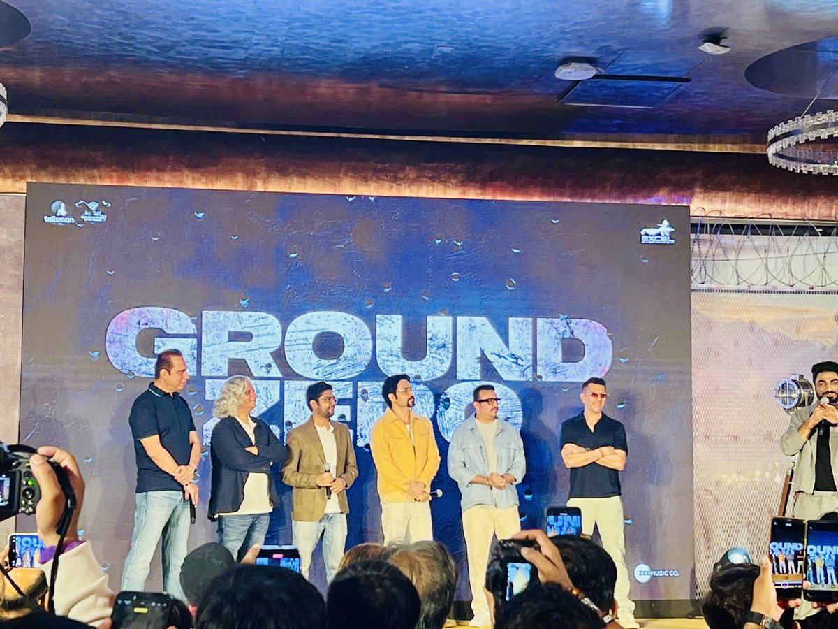 vishwamTOI's tweet photo. Team #GoundZero - a film based on the true events from life story of NN Dubey, DIG(Retd), Kirti Chakra, @BSF_India @HMOIndia 
⁠
NN Dubey (second from left in the first pic.) https://t.co/tIkgfiVodx