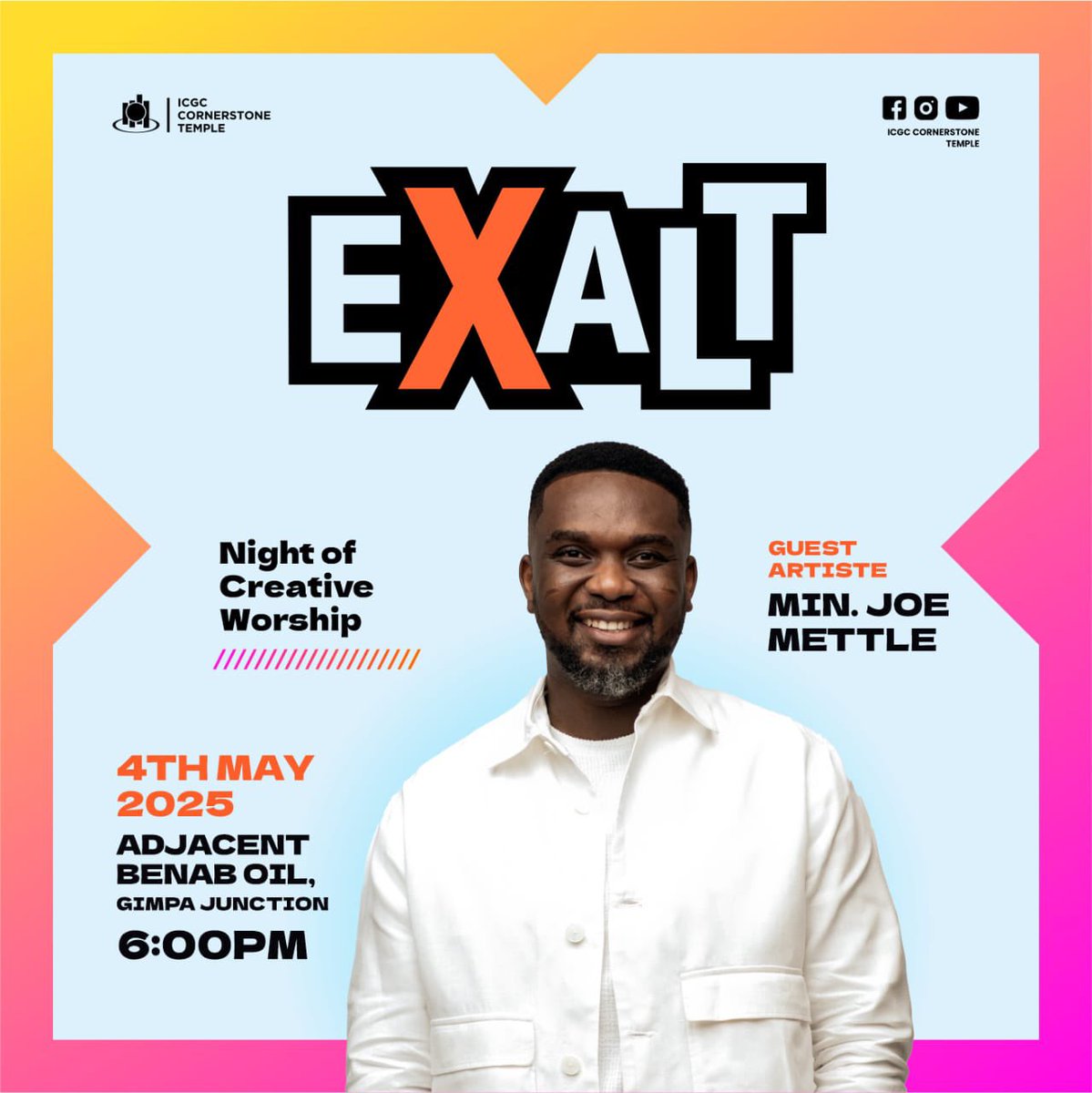 We are pleased to announce that <a href="/joemettle/">joemettle</a> will be joining other great ministers to lead us as we worship and praise God this year at EXALT.
