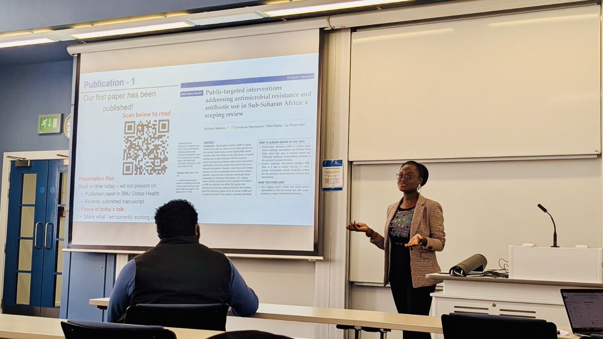 iamwinny_'s tweet image. At the @StAndrewsSGSD PGR conference, I presented my ongoing research on AMR. I also highlighted our newly published paper in BMJ Global Health on public-targeted AMR interventions in Sub Saharan Africa. In this paper, we call for more inclusive, community based AMR interventions