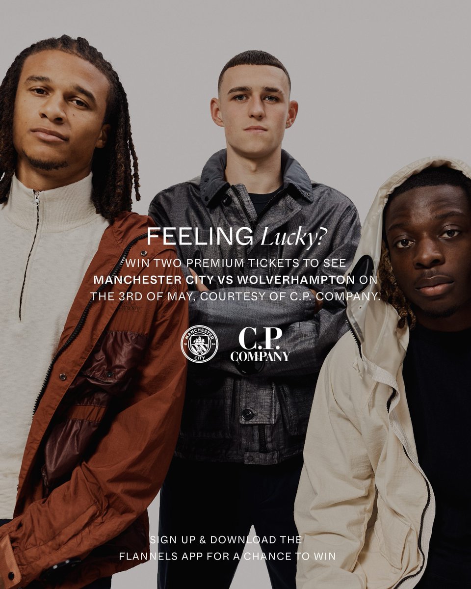 Want to win two premium tickets to see Man City vs Wolves, courtesy of CP Company? 
 
Sign up via the link in the bio and download the FLANNELS App to be in with the chance of winning.
 
Competition ends at 23:59 on 22/04/2025. T&amp;Cs apply.

flannels.visitlink.me/eZ6Sg-