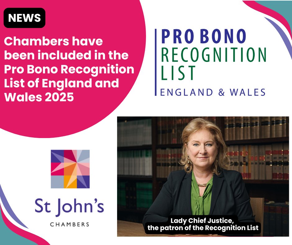 StJohnsChambers's tweet image. 🧾 We’re proud to share that five of our lawyers feature on the 2025 Pro Bono Recognition List published this morning which recognises solicitors and barristers across England and Wales who have given over 25 hours of their time to pro bono work over the past year. 

Christopher…