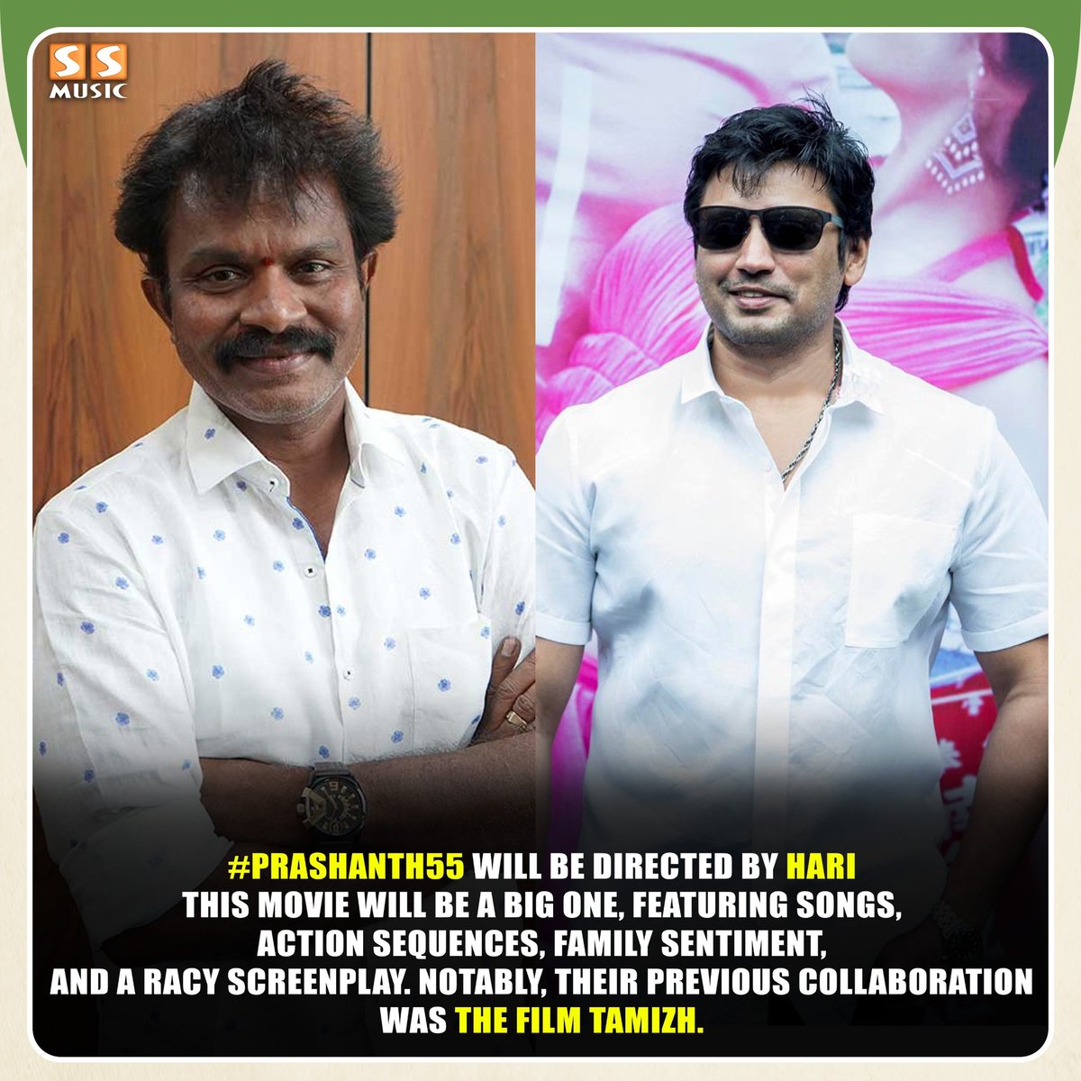 SSMusicTweet's tweet photo. Prashanth x Hari Combo 🔥
.
@actorprashanth #Prashanth #Hari #Prashanth55 #DirectorHari #SSMusic https://t.co/I4sGbEHzPk