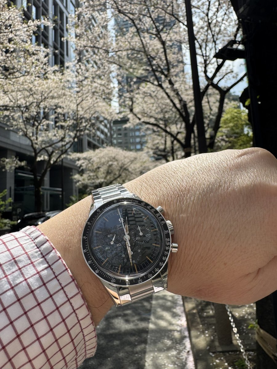 tokei_lover's tweet photo. 都心は葉桜になってきました🌸
#SpeedyTuesday
#omega #omegaSpeedmaster #FirstOmegaInSpace https://t.co/Ie5FA5yfEt