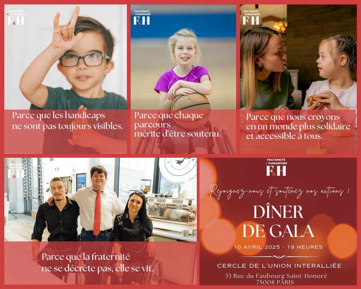 fddfeth's tweet photo. J-2 : Partagez nos valeurs et les engagements de notre Fonds de dotation "Fraternité &amp; Humanisme". Notre premier dîner de gala caritatif soutient la jeunesse en situation de handicap. Pour participer à cette soirée : https://t.co/X43UgsWsgj https://t.co/nJzwELlwgE
