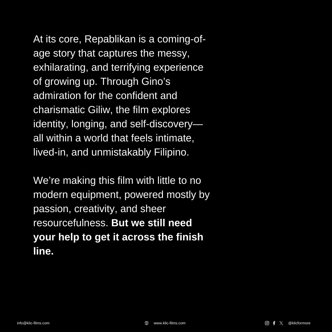 klicformore's tweet photo. This new short film dares to bring back the rawness of early 2000s Pinoy indie cinema.
Repablikan, written and directed by Ronnie Ramos (@panlapi) is a coming-of-age tale about a boy's admiration for a trans woman.
#KlicForMore https://t.co/0C9kBMwjK9