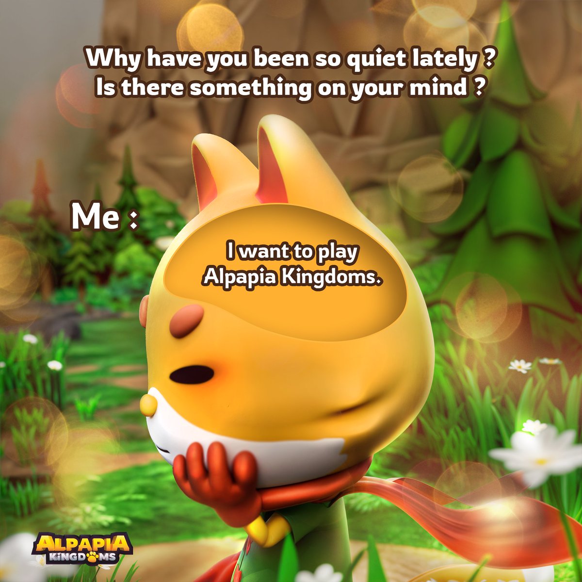 AlpapiaKingdoms's tweet photo. Nothing, just want to play a game.
-------------------------------------------
๐ทJoin our discord community: https://t.co/fptD3E9boI
#AlpapiaUpdate #P2E #Gamefi #playtoearn #Starverse #Polygon #Alpapia #AlpapiaKingdoms #OnlineGaming #MobileGaming #PCGaming #BattleGame #Game2024 https://t.co/nZv8OMlbzg