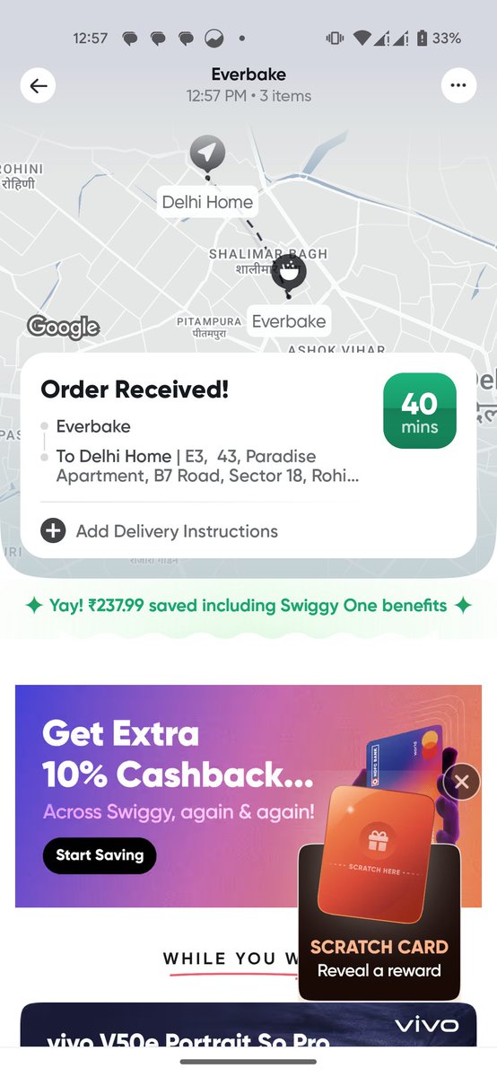 hererajat's tweet photo. @Swiggy @SwiggyCares 
I have a order, your app shows delivery in 40 min but it's been 1.5 hr no order received and delivery partner not picking up call. Also your chat support not resolving it. It was a cold food order in 1.5 hr delay its spoiled. https://t.co/dur9Wwpxto