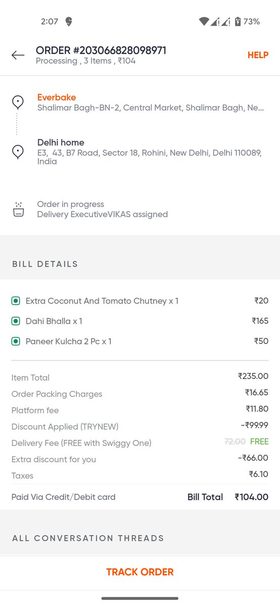 hererajat's tweet photo. @Swiggy @SwiggyCares 
I have a order, your app shows delivery in 40 min but it's been 1.5 hr no order received and delivery partner not picking up call. Also your chat support not resolving it. It was a cold food order in 1.5 hr delay its spoiled. https://t.co/dur9Wwpxto