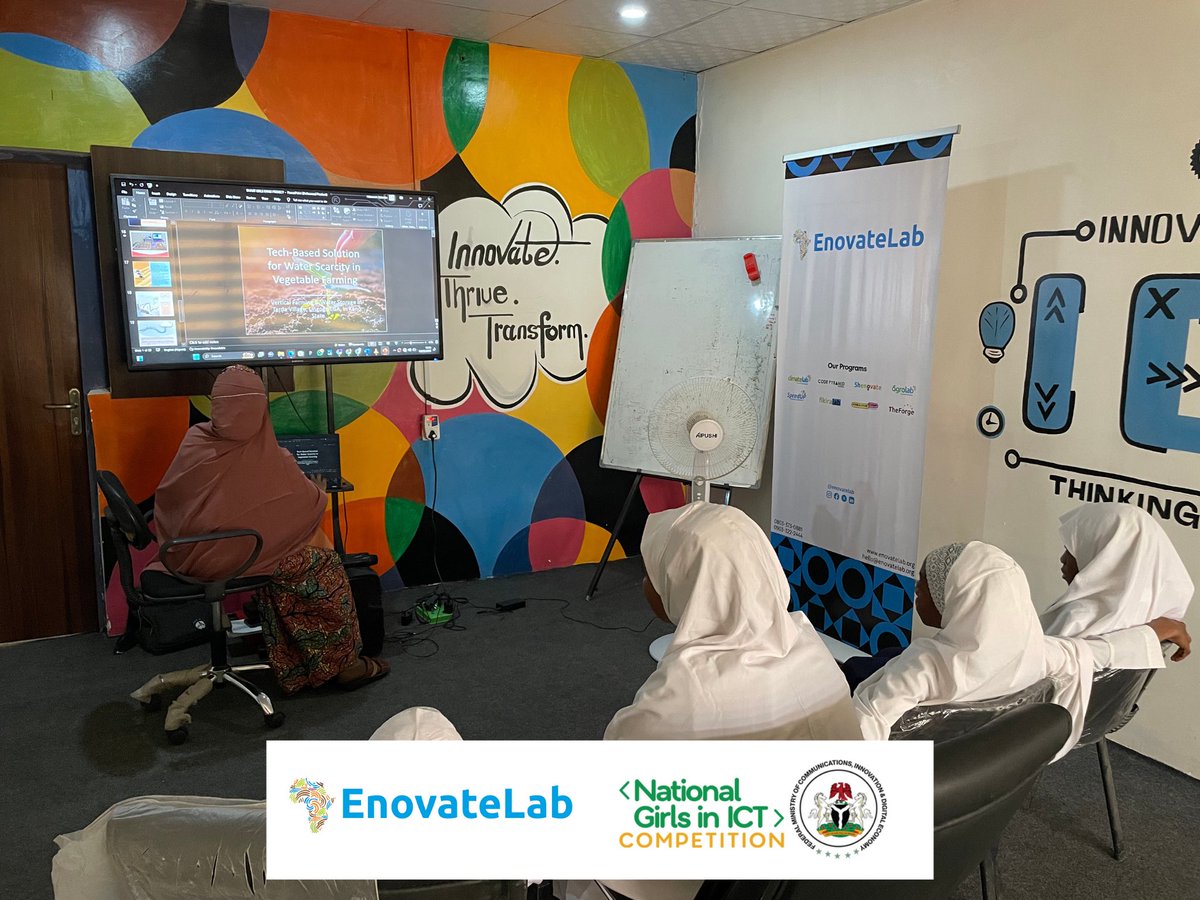 Enovatelab's tweet photo. We spent the past couple of weeks with our mentees from the National Girls in ICT Competition of the @fmocde They’re working on a revolutionary solution to support food and vegetable farming in their community and the country as a whole. It’s so inspiring to work with https://t.co/YJzocLc5Op