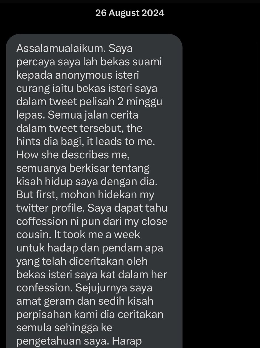 pelisahh's tweet photo. baru sedar i tak pernah post dm yang ex husband dia send kat i haritu https://t.co/FNinG4keK5