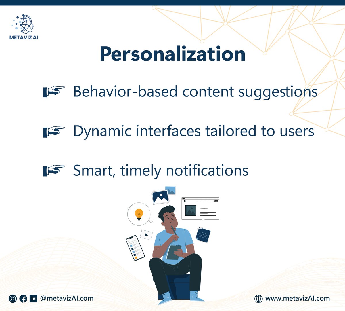 MetavizAI's tweet image. Revolutionizing UX/UI with AI: Personalization &amp;amp; Automation.

Upwork: lnkd.in/ds9t64xe
Facebook: lnkd.in/dQ7BSjrG
Instagram: lnkd.in/dXryDzm6

#AIUXUI #UserExperienceDesign #PersonalizedUX  #UXAutomation #MetavizAI #iOSdevelopment #flutter  #reactnative