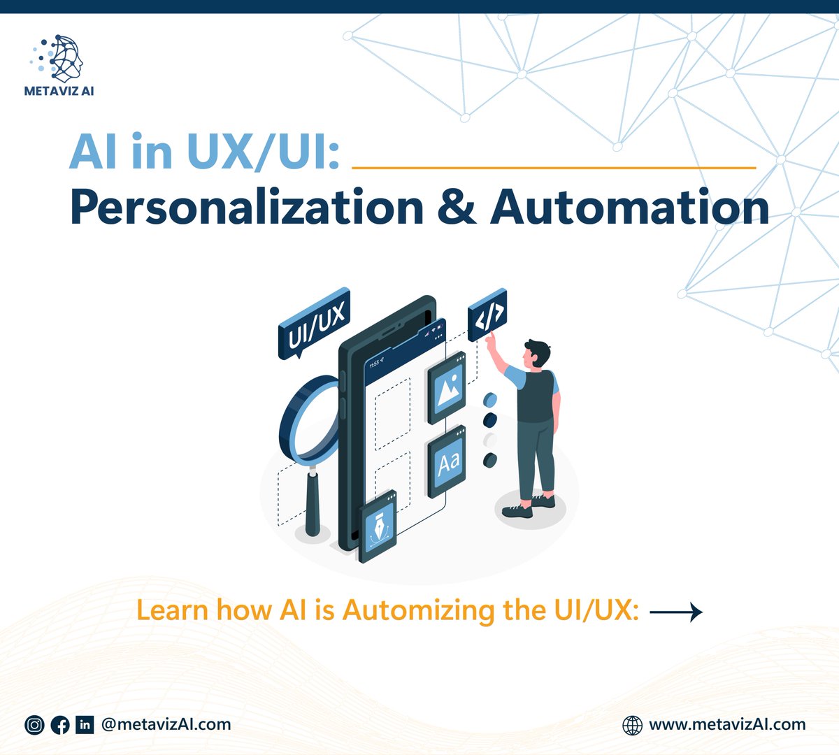 MetavizAI's tweet image. Revolutionizing UX/UI with AI: Personalization &amp;amp; Automation.

Upwork: lnkd.in/ds9t64xe
Facebook: lnkd.in/dQ7BSjrG
Instagram: lnkd.in/dXryDzm6

#AIUXUI #UserExperienceDesign #PersonalizedUX  #UXAutomation #MetavizAI #iOSdevelopment #flutter  #reactnative