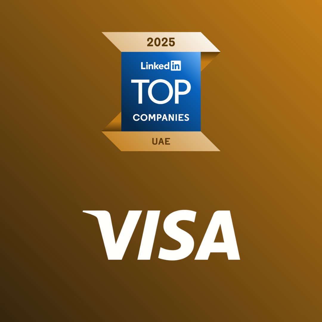 We’re thrilled to be recognized in <a href="/LinkedIn/">LinkedIn</a> Top Companies 2025 UAE list, as one of the best places to grow your career. At Visa, our employees are our company – and together we have created a culture that prioritizes impact, growth, and inclusivity. #LinkedInTopCompanies