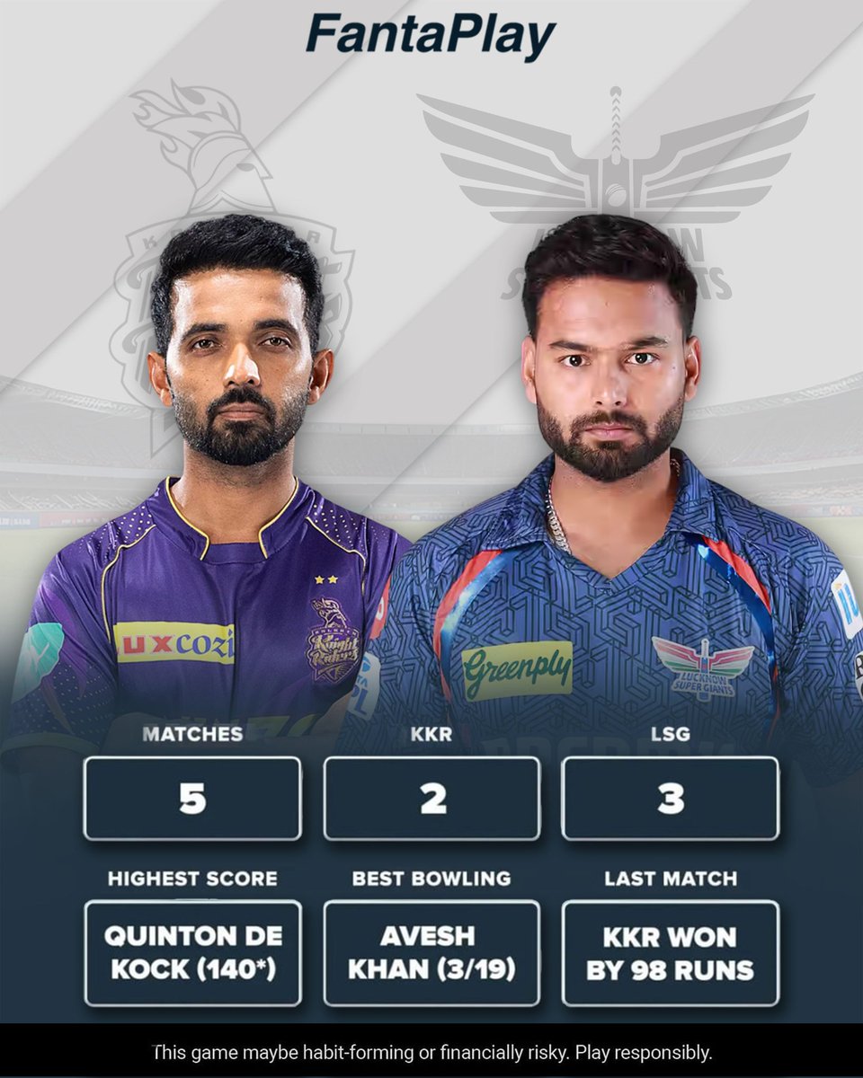 FantaPlayIN's tweet photo. The clash begins! KKR vs LSG - create your team on FantaPlay and win big! Download the App now on Playstore 

https://t.co/8NoJrkzOPI 

#KKRvLSG #FantaPlay #NayaDaurNayiShuruaat #IPL2025 https://t.co/Z4TMNjYtpk