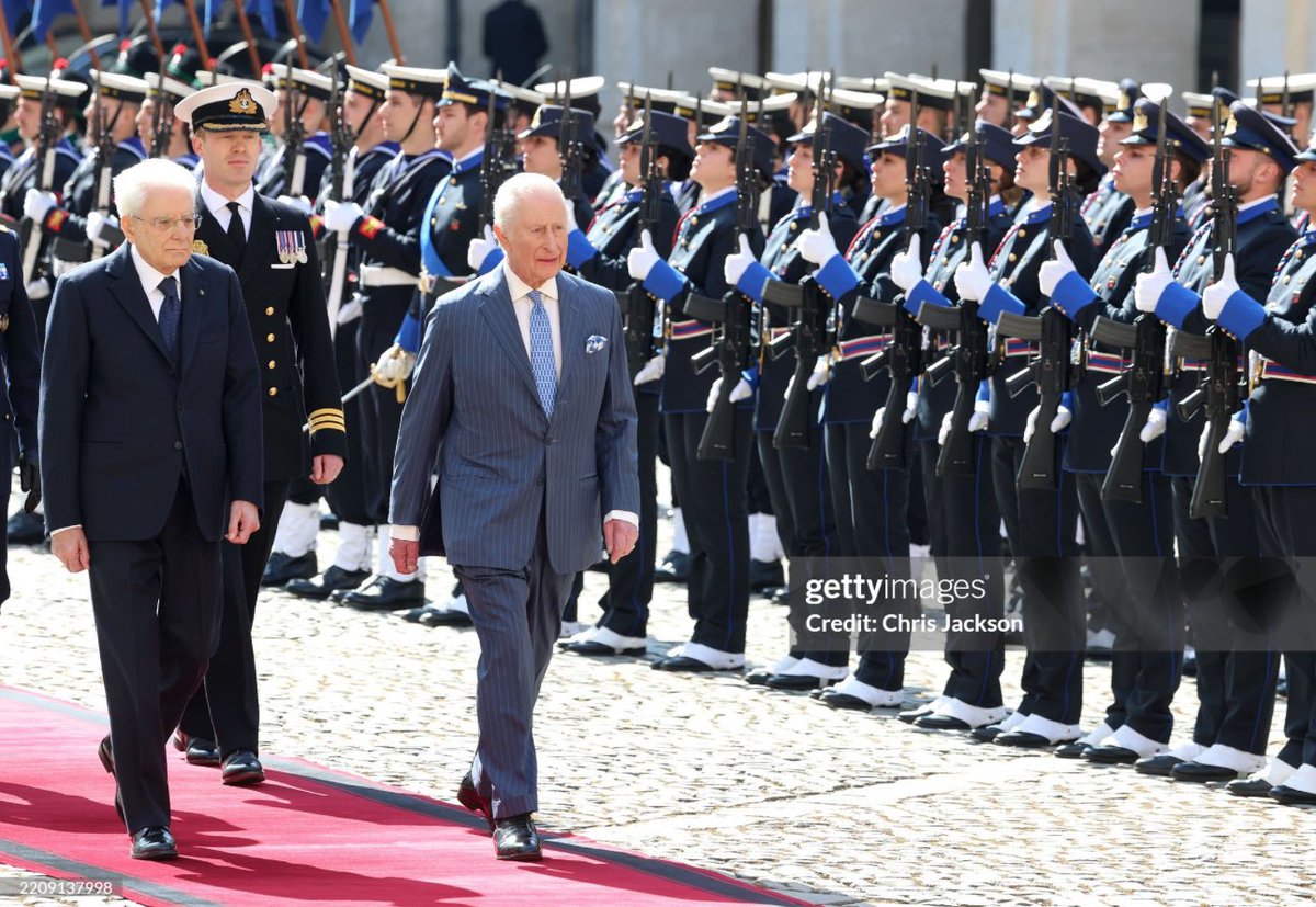 ChrisJack_Getty's tweet photo. Day one of #ItalyStateVisit and the King and Queen have arrived at the Quirinale in Rome 🇮🇹 https://t.co/ZT0E6gx7aC