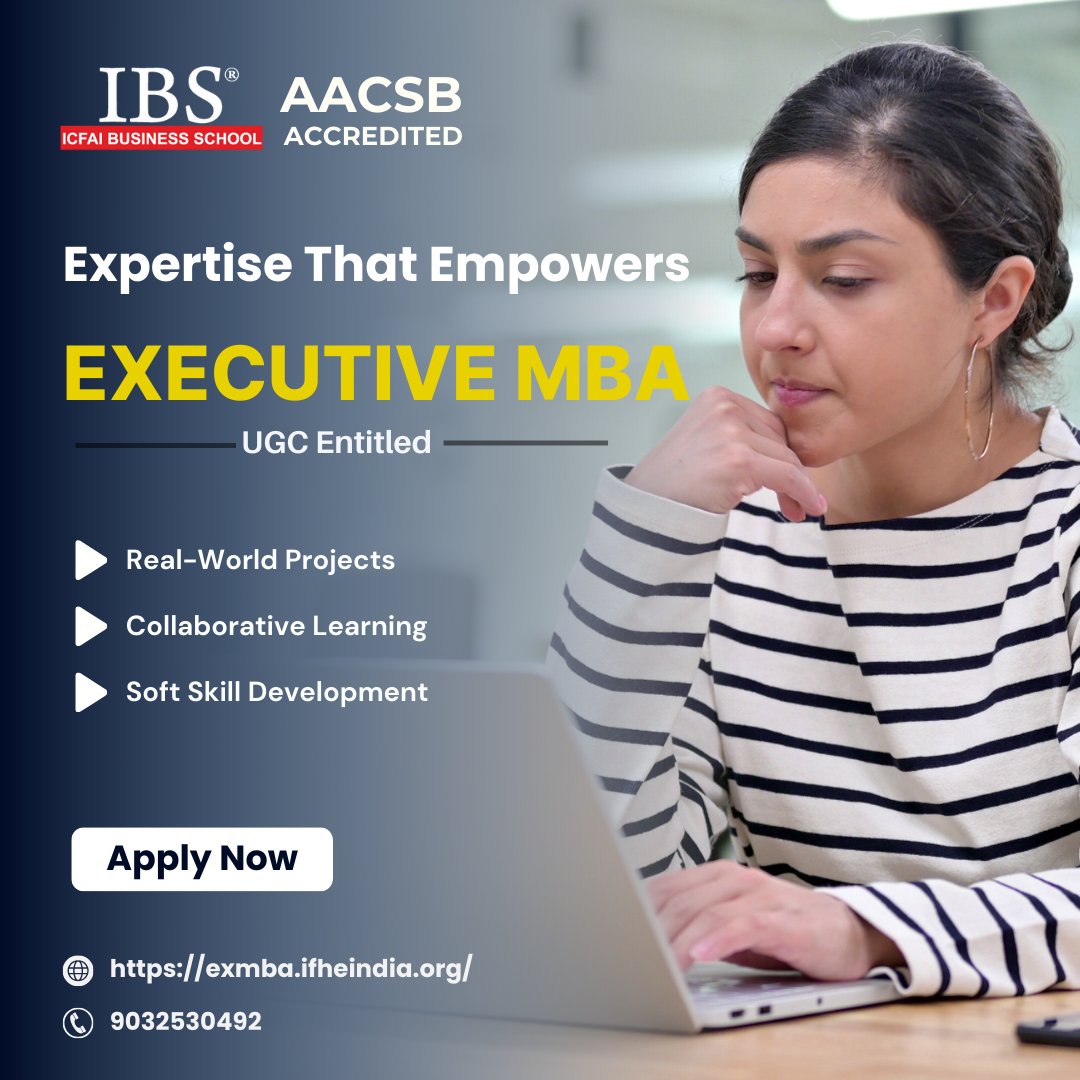 ICFAI_EMBA's tweet image. Expertise That Empowers! The Executive MBA at IBS Hyderabad Equips You with Advanced Knowledge, Leadership Skills, and Practical Experiences.

Apply now: exmba.ifheindia.org

#empowers #AdmissionsOpen #AdvancedKnowledge #leadershipskills #PracticalExperience #ibsexecutivemba