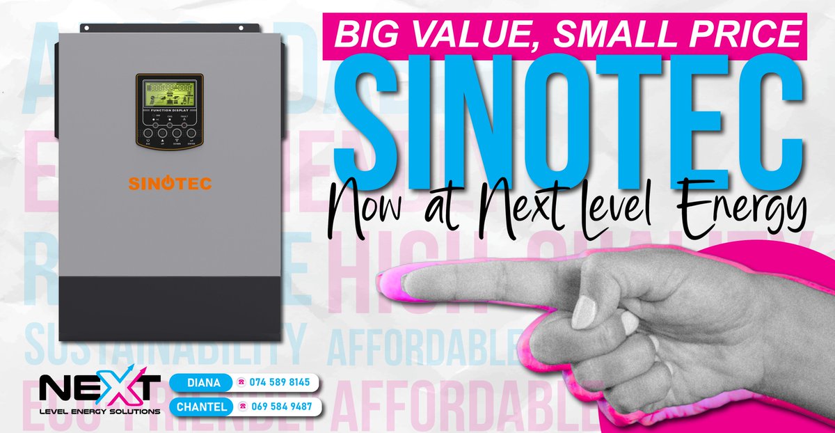 nxtlevsolutions's tweet photo. π₯ Affordable Power Starts Here!
Sinotec is now available at Next Level Energy β reliable, smart, and budget-friendly!
π Call Diana: 074 589 8145 | Chantel: 069 584 9487
Act fast β limited stock!
#SinotecPower #NextLevelEnergy #PowerUpSA #AffordableEnergy #GoNextLevel https://t.co/uHZS2k4k0H