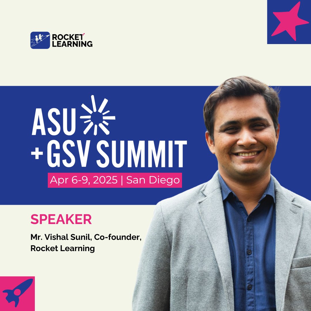 learning_rocket's tweet photo. We’re absolutely thrilled to share that our co-founder, Mr. Vishal Sunil, will be speaking at the prestigious ASU+GSV Summit in San Diego! Stay tuned for more exciting updates and insights from the summit!
#RocketLearning #ASUGSVSummit #EdTech #EarlyEducationForAll https://t.co/yQOf8KkW1b