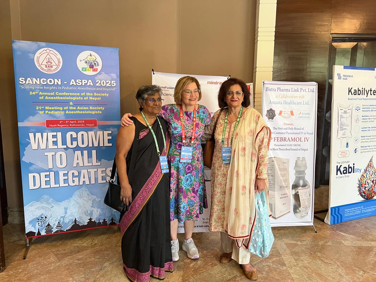 wfsaorg's tweet photo. #WFSA representation at #SANCON - #ASPA 2025! 👇
From left to right:
Rebecca Jacob (former chair of #WFSA #Paediatric Committee), Zehra Serpil Ustalar Ozgen (Chair of the Paediatric Committee) and Fauzia Anis Khan (chair of the #WFSA #DEI Committee)
@SAN_Anesthesia https://t.co/SgJ1xkPBG7