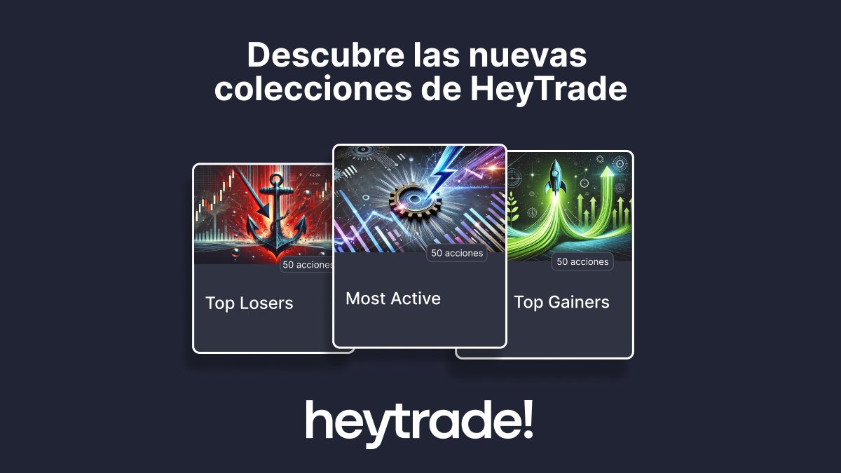HeyTrade trae nuevas colecciones tanto a la app como a la webapp: 

🔝 Top Gainers
🔻 Top Losers
🔥 Most Active

Actualizadas cada 24h para que estés siempre al día con el mercado.

heytrade.com/es

#inversion #finanzasinteligentes
