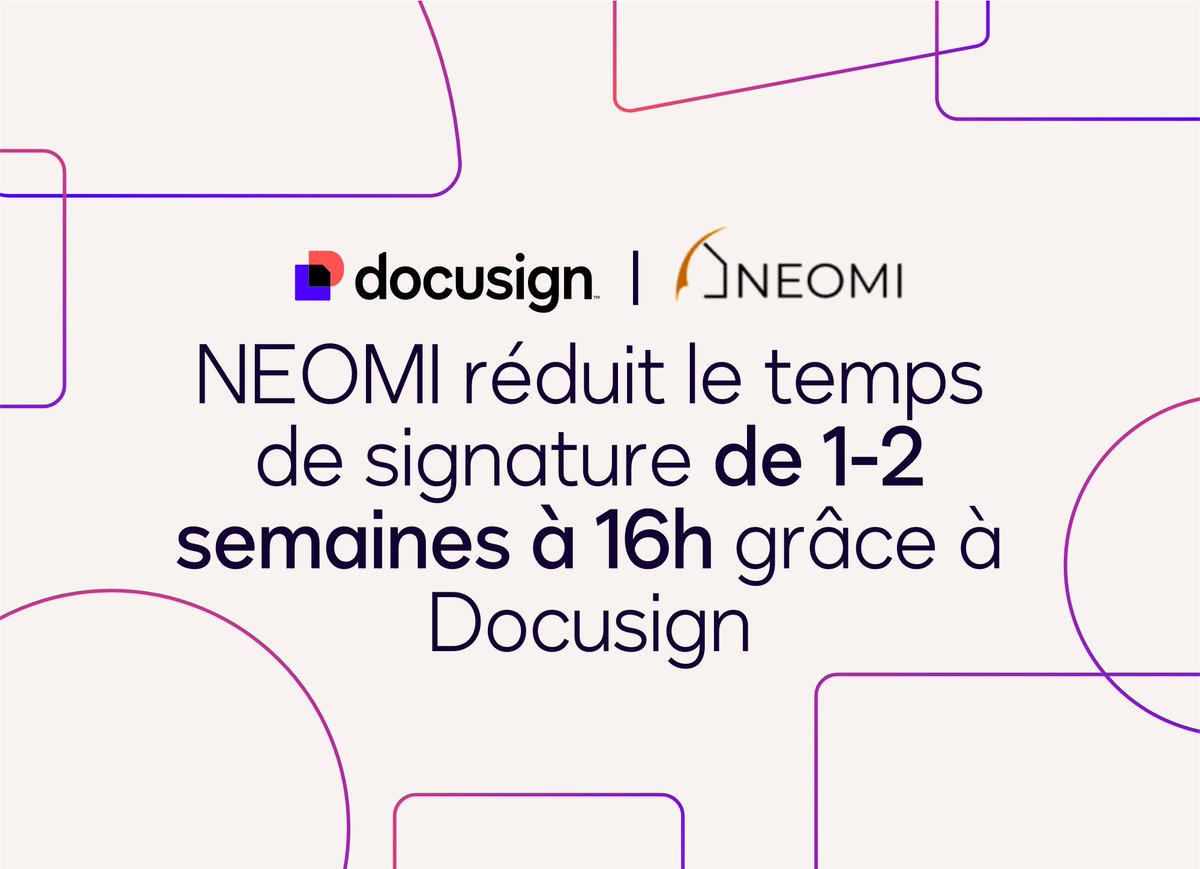 🌟 NEOMI réduit le temps de signature de 1-2 semaines à 16h grâce à Docusign ! 🏡 4500 actes signés en 1 an et une expérience ultra-rapide et sécurisée. 🚀

👉 Découvrez l’histoire complète ! ow.ly/lyi650V9ju0

#Innovation #Docusign #Efficacité #TransformationDigitale