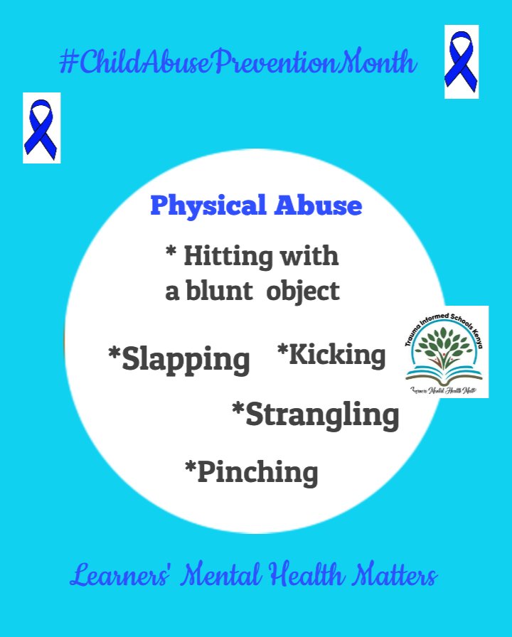 traumasch_kenya's tweet image. #MakingImpact
#ChildAbusePreventionMonth
In the face of Adverse Childhood Experiences, abuse is of 4 types
*Physical
*Emotional
*Verbal
*Sexual

Physical abuse is when discipline is instilled by inflicting pain;
The facade : Pain will bring change
#CreateAwareness
#ACEs
#Abuse