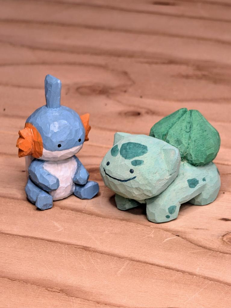 メタモンのミズゴロウとフシギダネ
#木彫り教室生徒作品