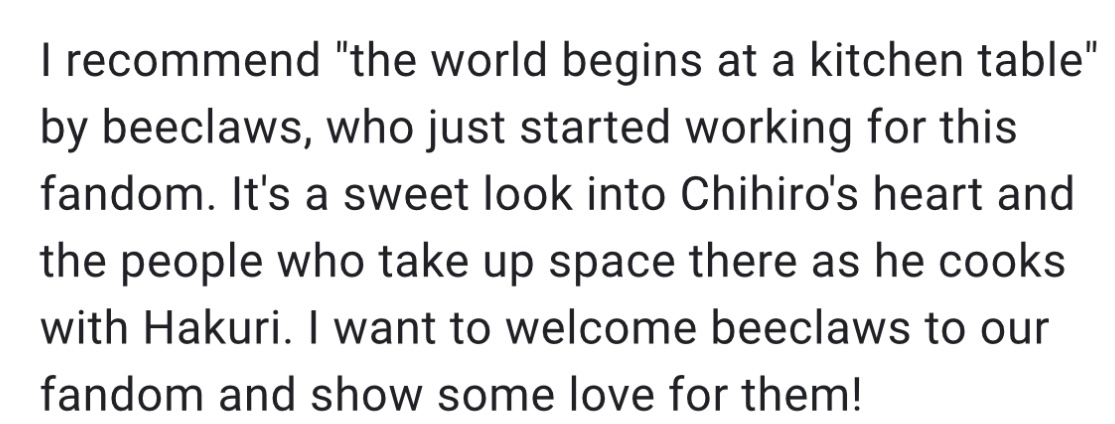 #186

the world begins at a kitchen table | G | Hakuhiro | oneshot | 2k | author: beeclaws 

archiveofourown.org/works/64416991