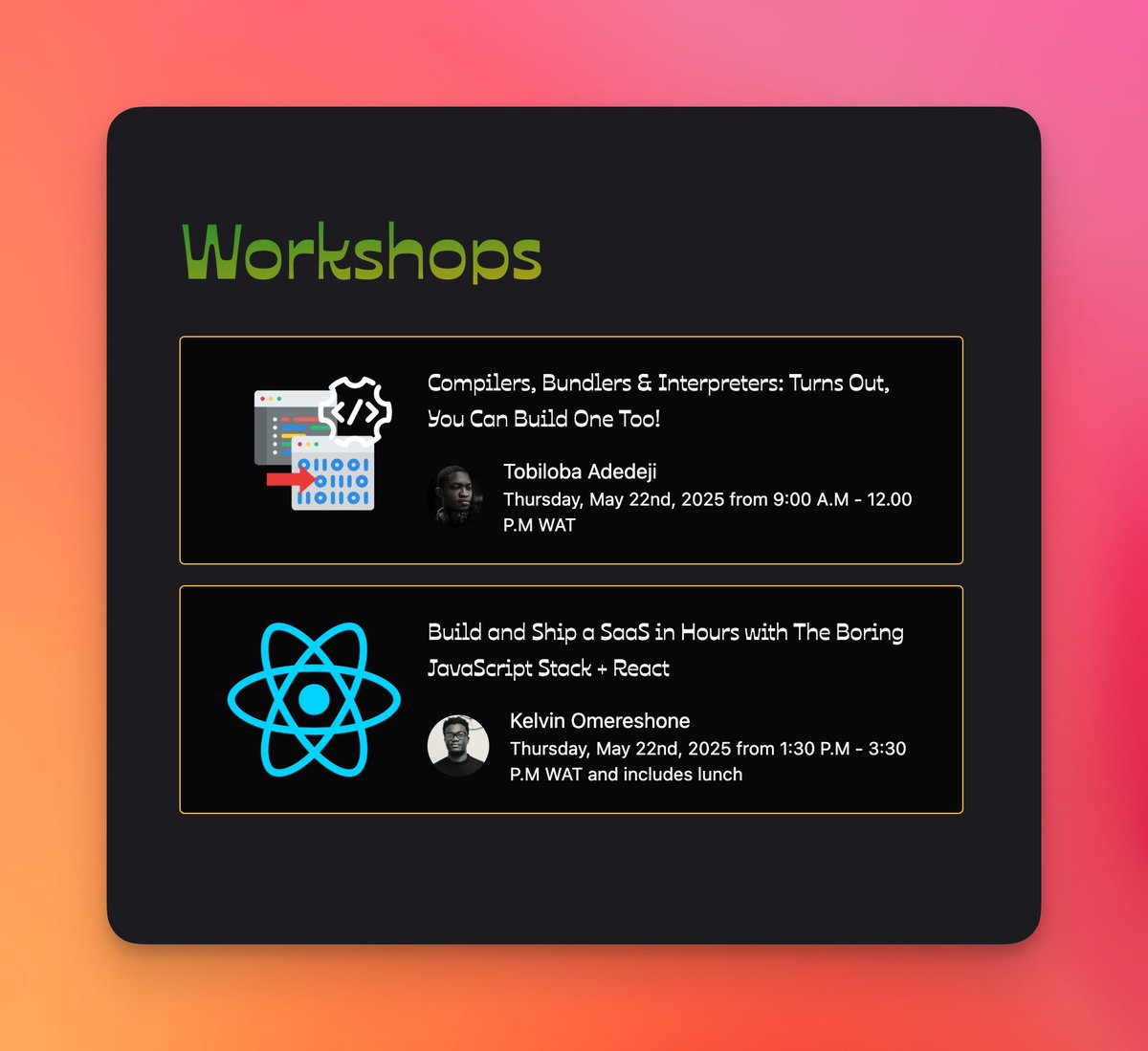 You don't want to miss these workshops at #SailsconfAF2025. Happening on day 1.

You can attend with a full access pass ticket, so go get it:

dub.sh/sailsconf-af