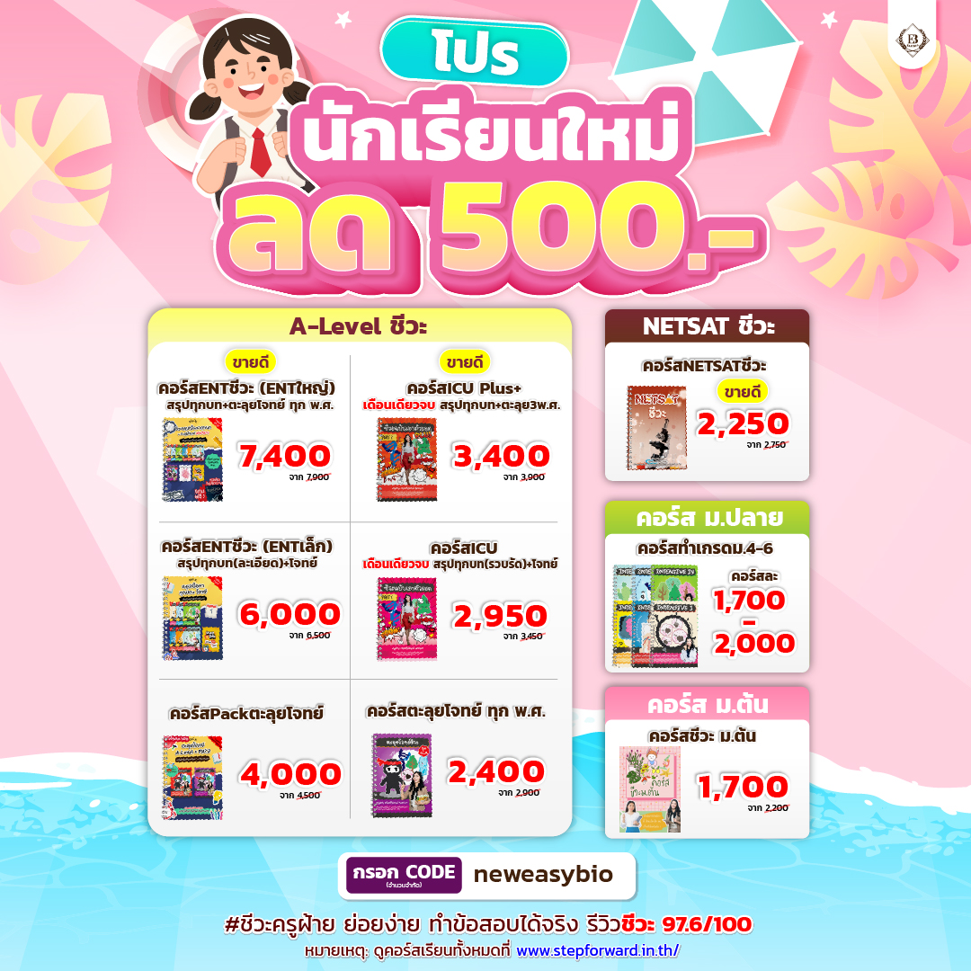 คอร์สชีวะคะแนนพุ่ง !!!
🎟️ลดทันที 500 🎟️
กรอกcode: neweasybio

เปลี่ยนชีวะ พัง เป็น ปัง
แค่เรียนถูกวิธีและรู้ทริค

จบทันฟันคะแนนเต็ม 💯ทุกสนาม
รีวิวดึงคะแนนชีวะ 97.6/100
เลือกคอร์ส https://t.co/uj7BJbIceh

#ชีวะครูฝ้าย #ALevelชีวะ #สอวนชีวะ #NETSATชีวะ #dek69 #dek70 #dek71 https://t.co/VVunOc294Q