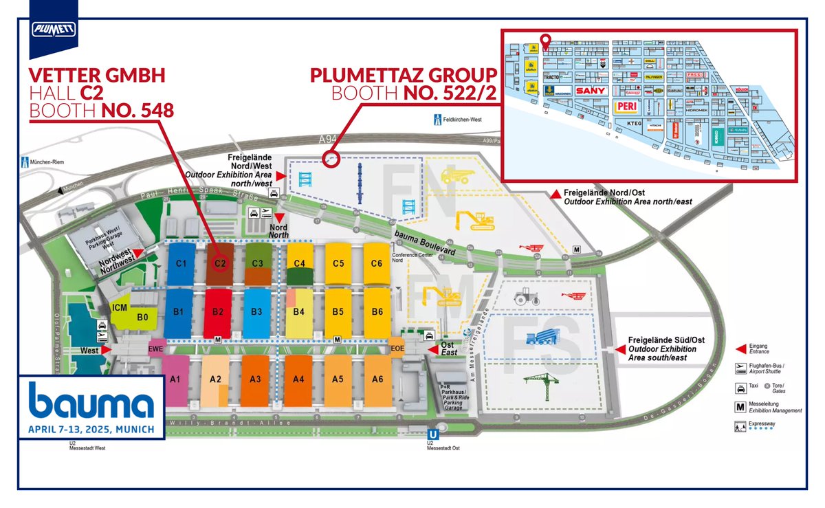 plumettazSA's tweet photo. Second day at Bauma 2025. 

As you can see, we're ready to welcome you to our booth no. 522/2 (Jakob Thaler GmbH) and no. C2/548 (Vetter GmbH) and have a chat with you. 💬🤝

Welcome to our booth! 🤗 https://t.co/WcAOTo6XMR