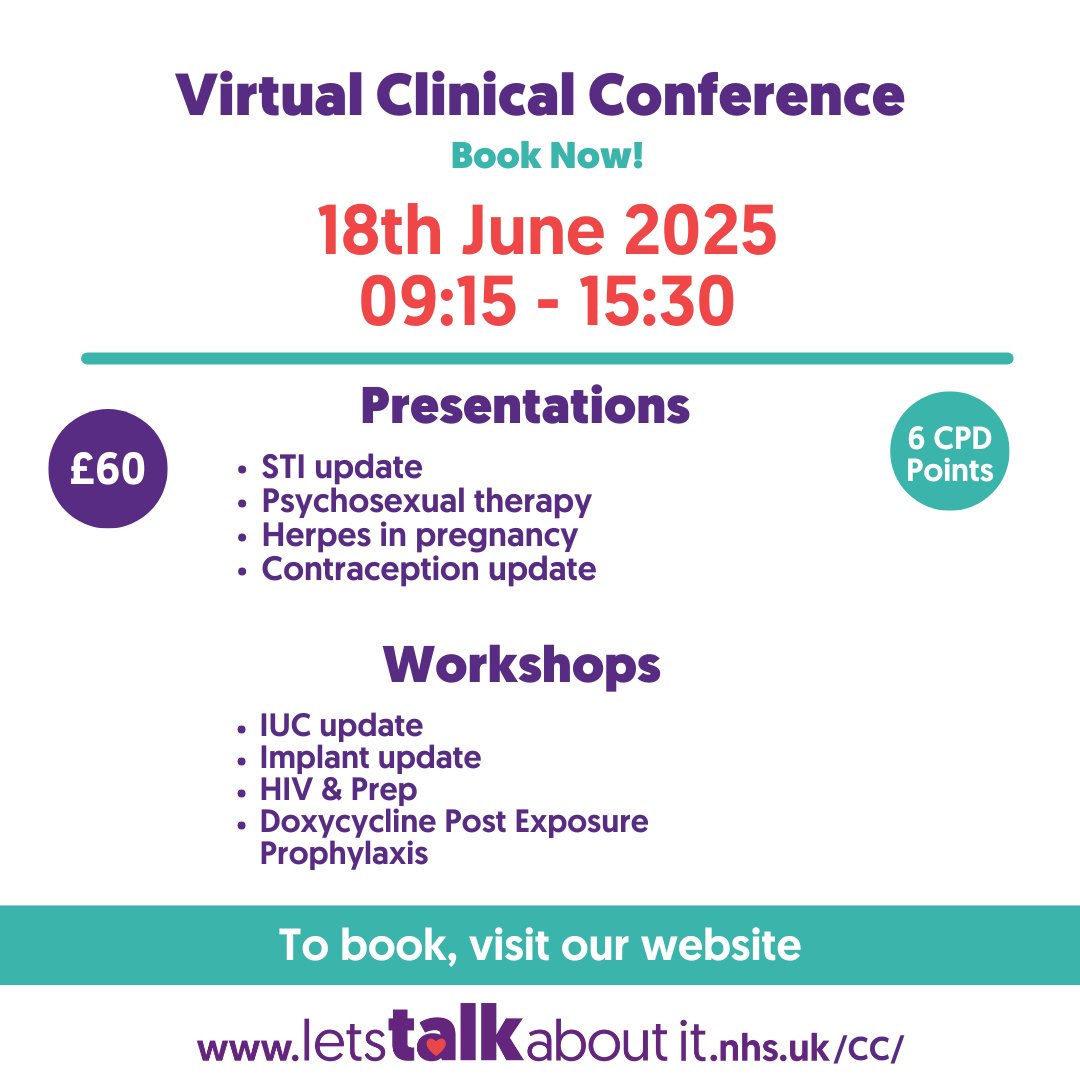 Are you a professional interested in this years Clinical Conference?!

Book your tickets TODAY at - letstalkaboutit.nhs.uk/CC

#SexualHealth #LTAI #LetsTalkAboutIt #HIOW #HampshireandIsleofWight #Professionals #ClinicalConference #Conference #Presentations #Workshops