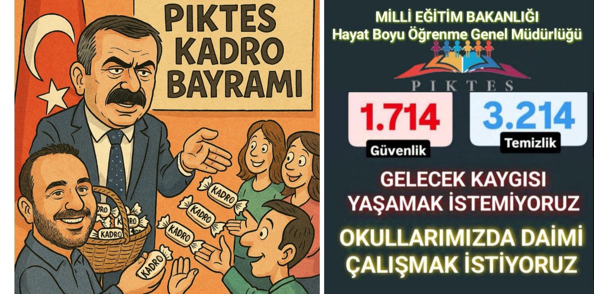 Sayın bakanım <a href="/Yusuf__Tekin/">Yusuf Tekin</a> 
Biz hazırız kadroya... 
Müjdemizi bekliyoruz.
Okullarımızda daimi çalışmak istiyoruz.
<a href="/CelileErenOKTEN/">Celile Eren ÖKTEN</a> <a href="/FevziKARATAS/">Fevzi KARATAŞ</a>
<a href="/cengizmete/">Cengiz Mete</a> <a href="/Guvenlik_is/">Güvenlik-İş Sendikası</a>
<a href="/hakiskonf/">HAKİŞ KONFEDERASYONU</a> <a href="/turkiskonf/">TÜRK-İŞ</a>
<a href="/hizmetissendika/">HİZMET-İŞ SENDİKASI</a>
#piktes
#Güvenlik 
#Temizlik