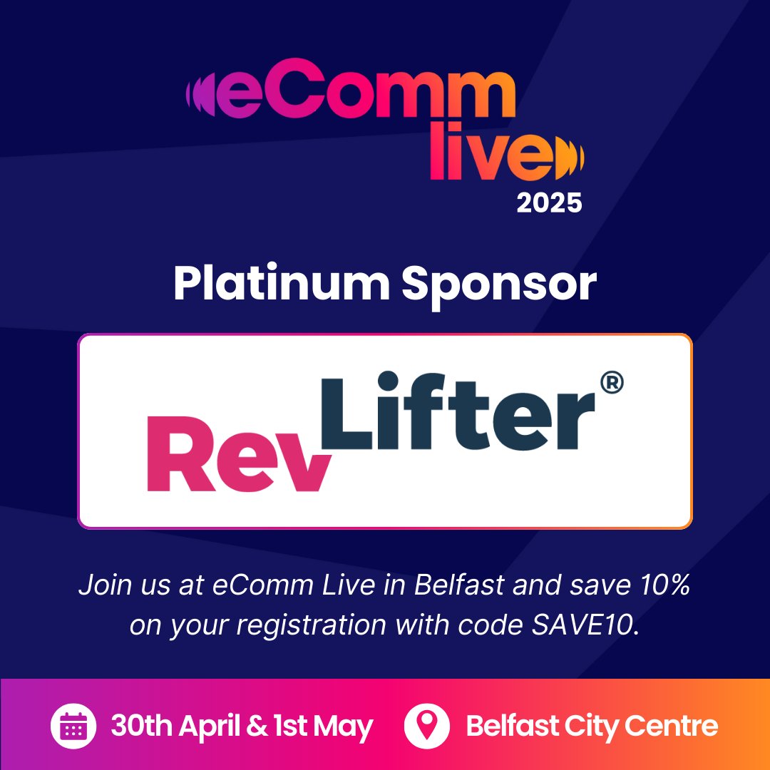 RevLifter's tweet image. We&apos;re a Platinum Sponsor for @eComm_Live 2025.

And that means you can have 10% off registration with the code SAVE10.

You&apos;re welcome. See you in Belfast?

#ecommerce #ecommlive