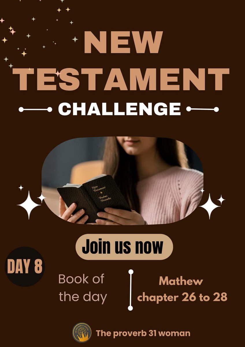 tohCarlson2's tweet photo. Day 8
Today we are studying Matthew 26-28
“But after I have risen, I will go ahead of you into Galilee.” – Matthew 26:32 ✝️✨
💡 Jesus fulfilled every promise—He is faithful!
Take a moment to thank Jesus for His sacrifice through prayer or worship.
#NTChallenge #Day8 https://t.co/DoAF4KyxSn