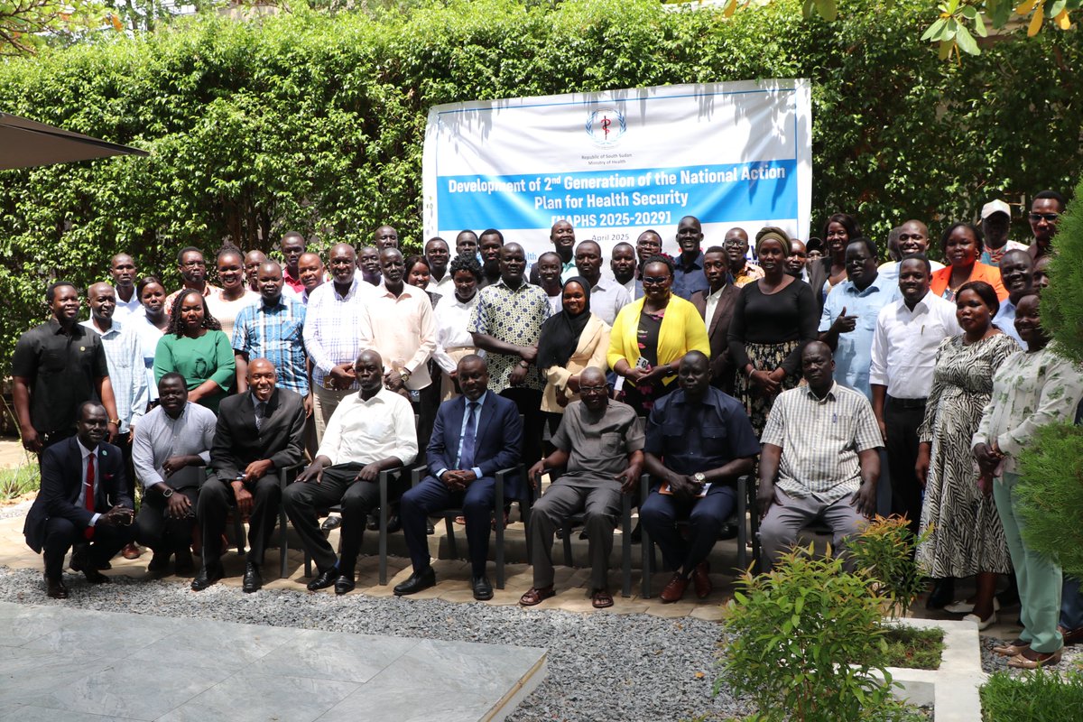 WHO South Sudan (@whosouthsudan) on Twitter photo .@MoHSouthSudan, supported by <a href="/WHO/">World Health Organization (WHO)</a> & funded by <a href="/WorldBank/">World Bank</a> & <a href="/ResolveTSL/">Resolve to Save Lives</a>, began developing the 2nd-generation of the National Action Plan for Health Security to generate consensus on key interventions for improving core capacities for IHR implementation in 2026/30 planning period. .@MoHSouthSudan, supported by <a href="/WHO/">World Health Organization (WHO)</a> & funded by <a href="/WorldBank/">World Bank</a> & <a href="/ResolveTSL/">Resolve to Save Lives</a>, began developing the 2nd-generation of the National Action Plan for Health Security to generate consensus on key interventions for improving core capacities for IHR implementation in 2026/30 planning period.