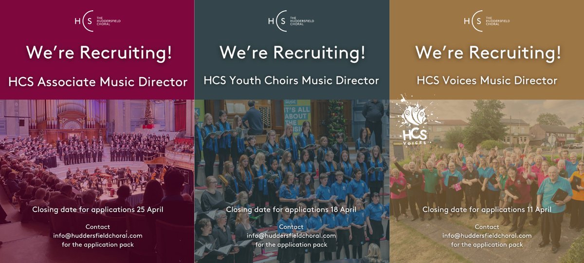 Huddersfield Choral (@huddschoral) on Twitter photo 📣We're recruiting! Applications for these roles for music professionals to get involved in the HCS choirs close soon ⤵️
Recruitment packs are available from Alison Shaw at info@huddersfieldchoral.com
More details: shorturl.at/s3MeM 📣We're recruiting! Applications for these roles for music professionals to get involved in the HCS choirs close soon ⤵️
Recruitment packs are available from Alison Shaw at info@huddersfieldchoral.com
More details: shorturl.at/s3MeM