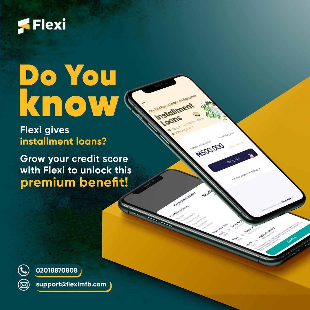 flexi_ng's tweet photo. Boost your credit score while reaching your long-term financial goals! Flexi’s Installment Loan is designed to support you every step of the way. Tap to see if you qualify and start unlocking bigger benefits!
#flexi #flexiloan https://t.co/zO1d4Uh5nS