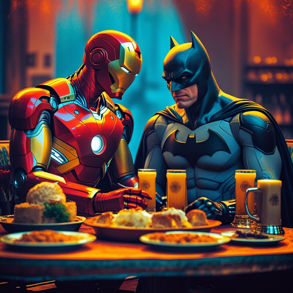 Davodato's tweet photo. Best friends !!!

#ironman,#Batman,#DC,#Marvel,#friends,#Wallpapers,#comic,#AI,#AlArtCommuity https://t.co/iFl2YR77as