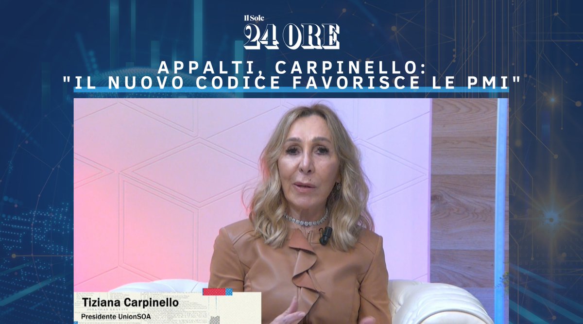 🎤 "Il nuovo codice degli appalti apre una grande frontiera: la qualificazione delle imprese anche per forniture e servizi, in recepimento della direttiva comunitaria."

📰 Le dichiarazioni della Presidente #BentleySOA <a href="/carpinelloTitty/">Tiziana Carpinello</a> su <a href="/sole24ore/">IlSole24ORE</a>: stream24.ilsole24ore.com/video/italia/a…