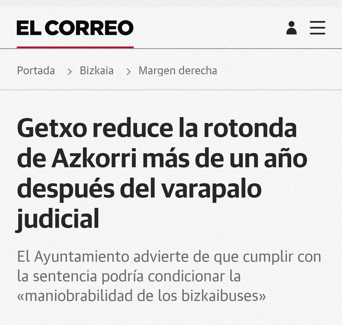 podemos_getxo's tweet photo. El Ayuntamiento de Getxo dice que la sentencia de la rotonda de Azkorri supondrá que la línea de bus quede condicionada...

Llevan años condicionando tanto el bus como el entorno natural por no regular el tráfico, por priorizar el interés privado y por construir rotondas ilegales https://t.co/YZBYddqyX9